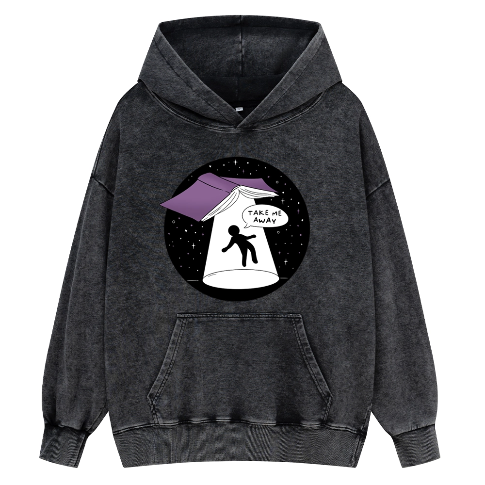 Pagewings Take Me Away Unisex Washed Hoodie