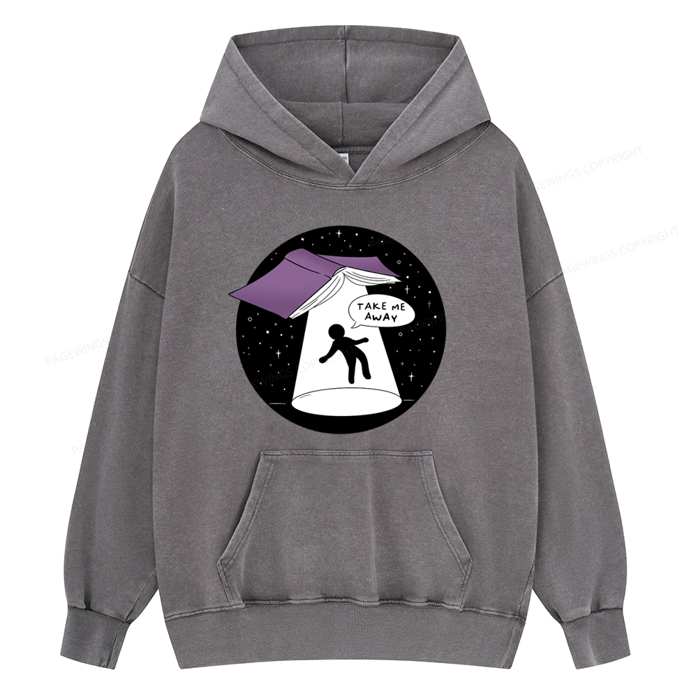 Pagewings Take Me Away Unisex Washed Hoodie