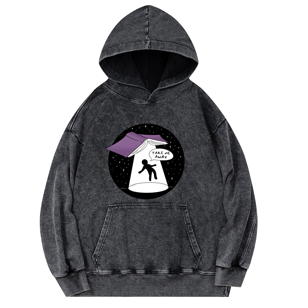 Pagewings Take Me Away Unisex Washed Hoodie