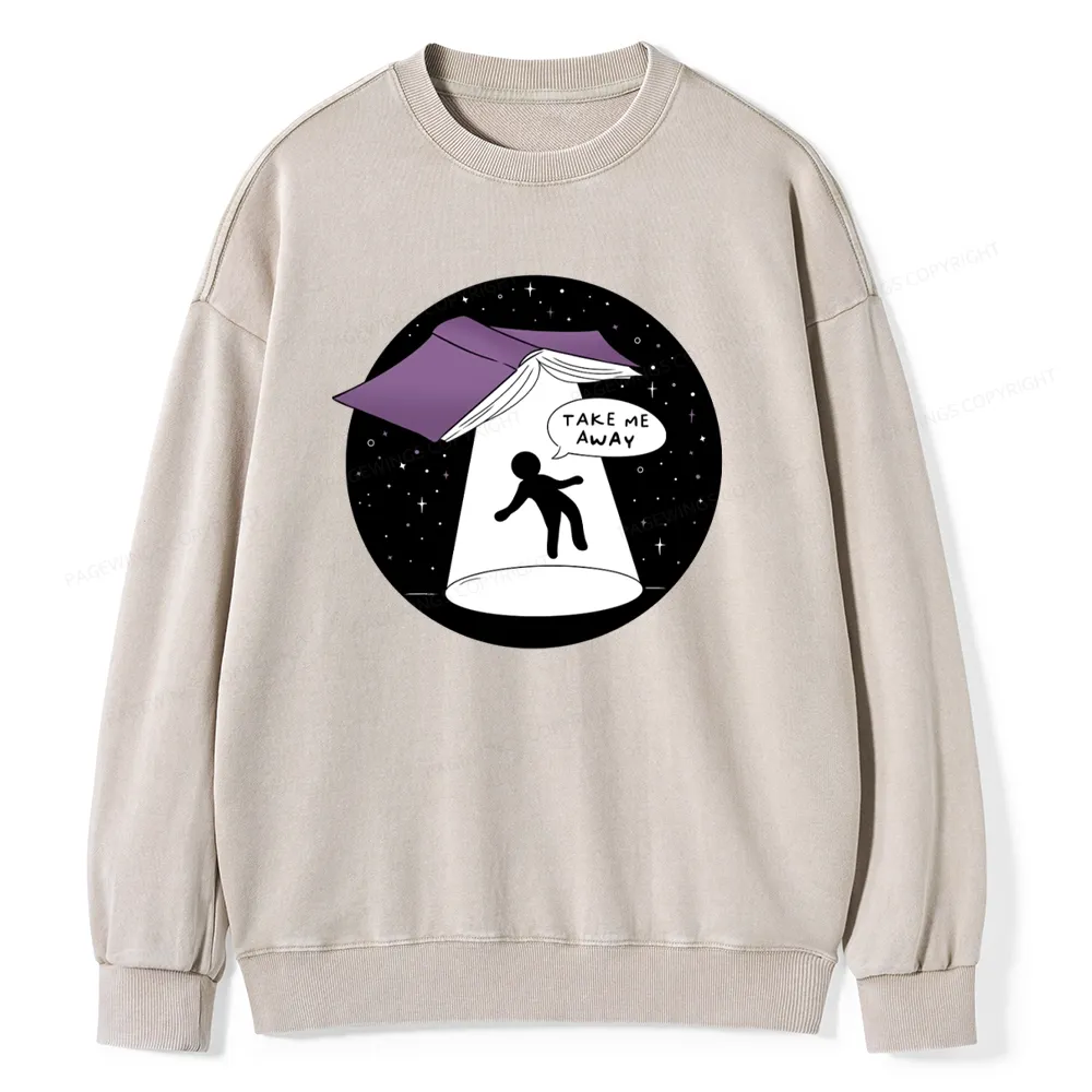 Pagewings Take Me Away Unisex Washed Sweatshirt