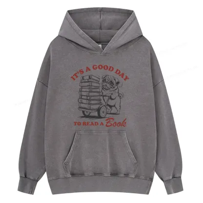 Pagewings Its A Good Day To Read A Book Unisex Washed Hoodie