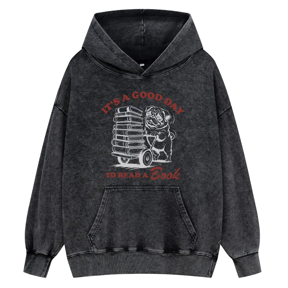 Pagewings Its A Good Day To Read A Book Unisex Washed Hoodie