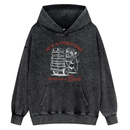 Pagewings Its A Good Day To Read A Book Unisex Washed Hoodie