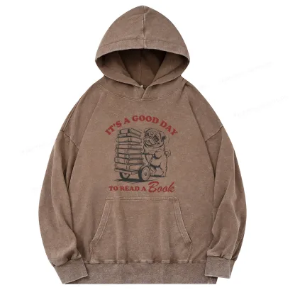 Pagewings Its A Good Day To Read A Book Unisex Washed Hoodie