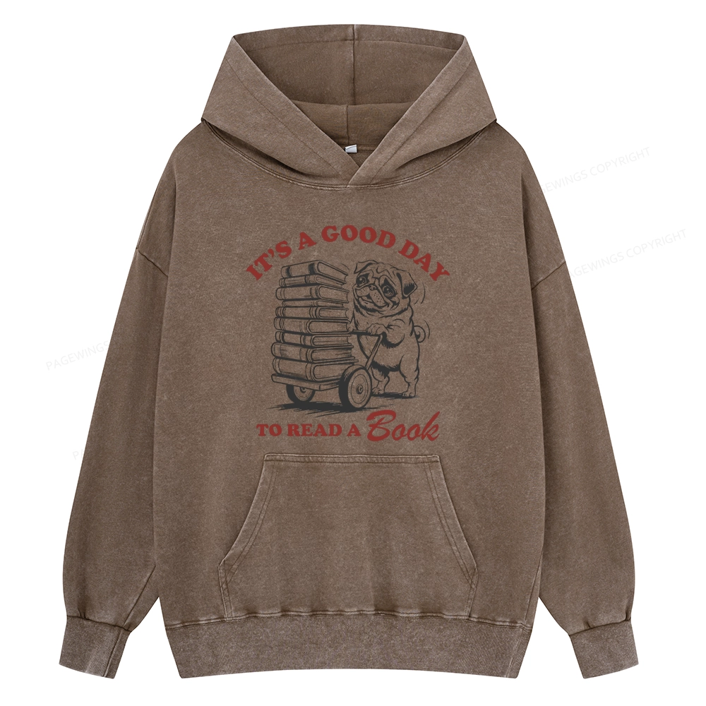 Pagewings Its A Good Day To Read A Book Unisex Washed Hoodie