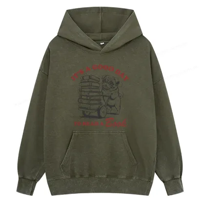Pagewings Its A Good Day To Read A Book Unisex Washed Hoodie
