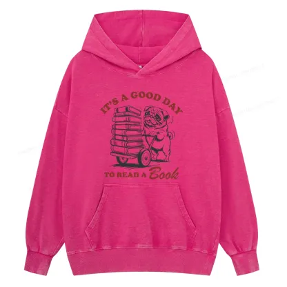Pagewings Its A Good Day To Read A Book Unisex Washed Hoodie