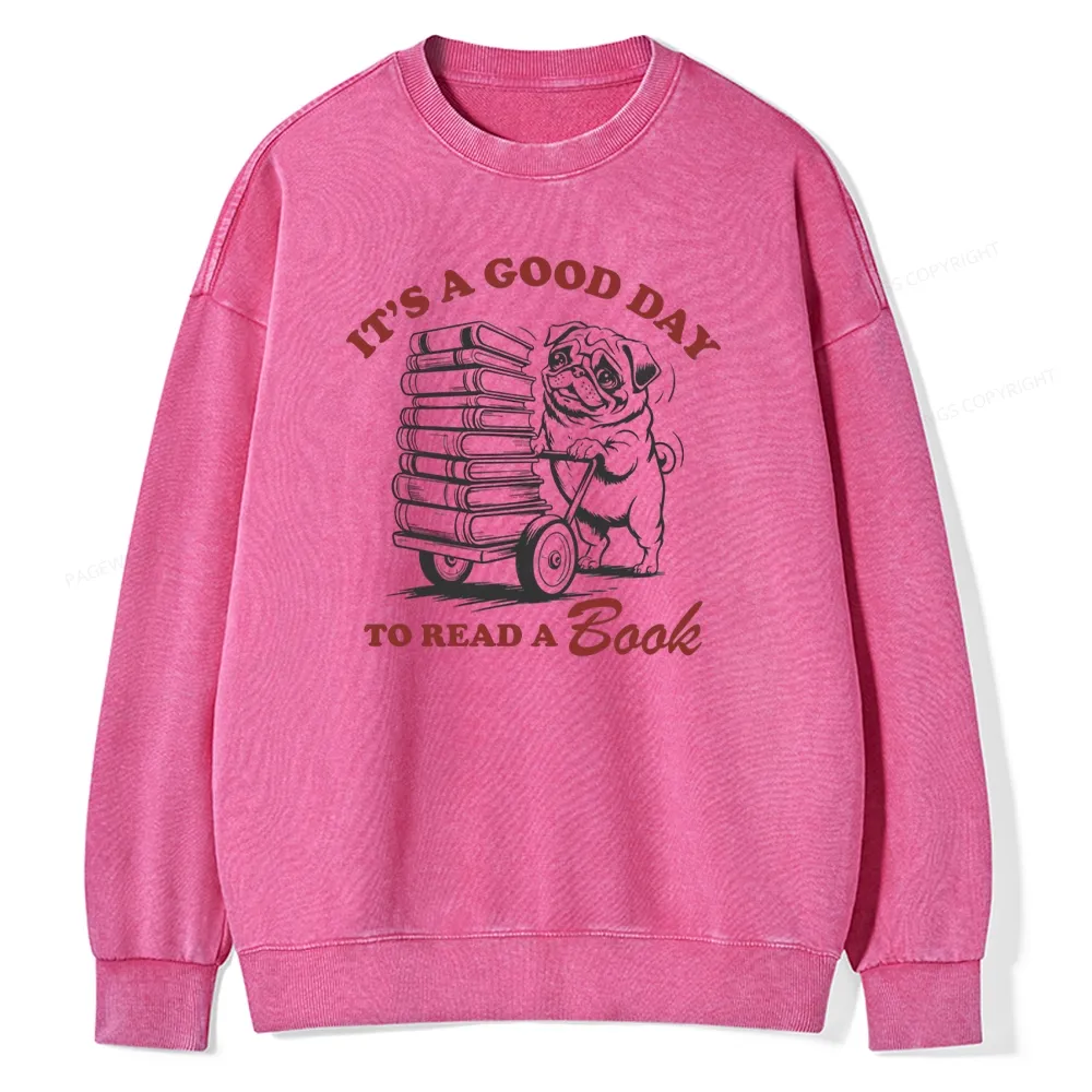 Pagewings Its A Good Day To Read A Book Unisex Washed Sweatshirt