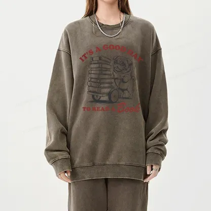 Pagewings Its A Good Day To Read A Book Unisex Washed Sweatshirt