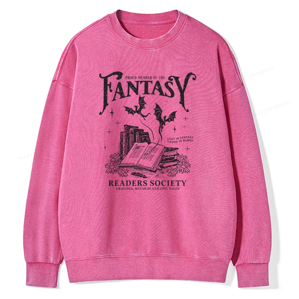Pagewings Fantasy Readers Society Unisex Washed Sweatshirt