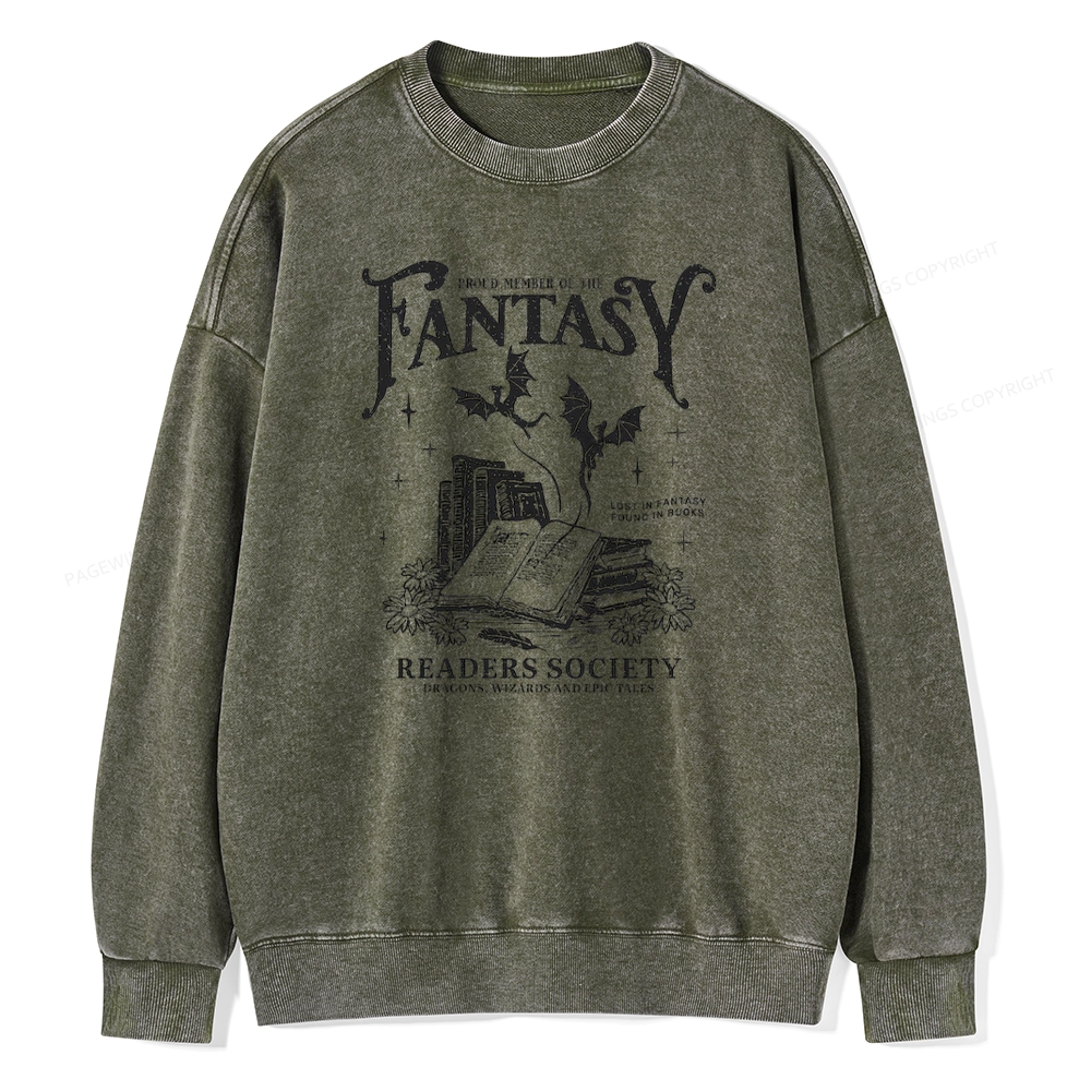 Pagewings  Fantasy Readers Society Unisex Washed Sweatshirt