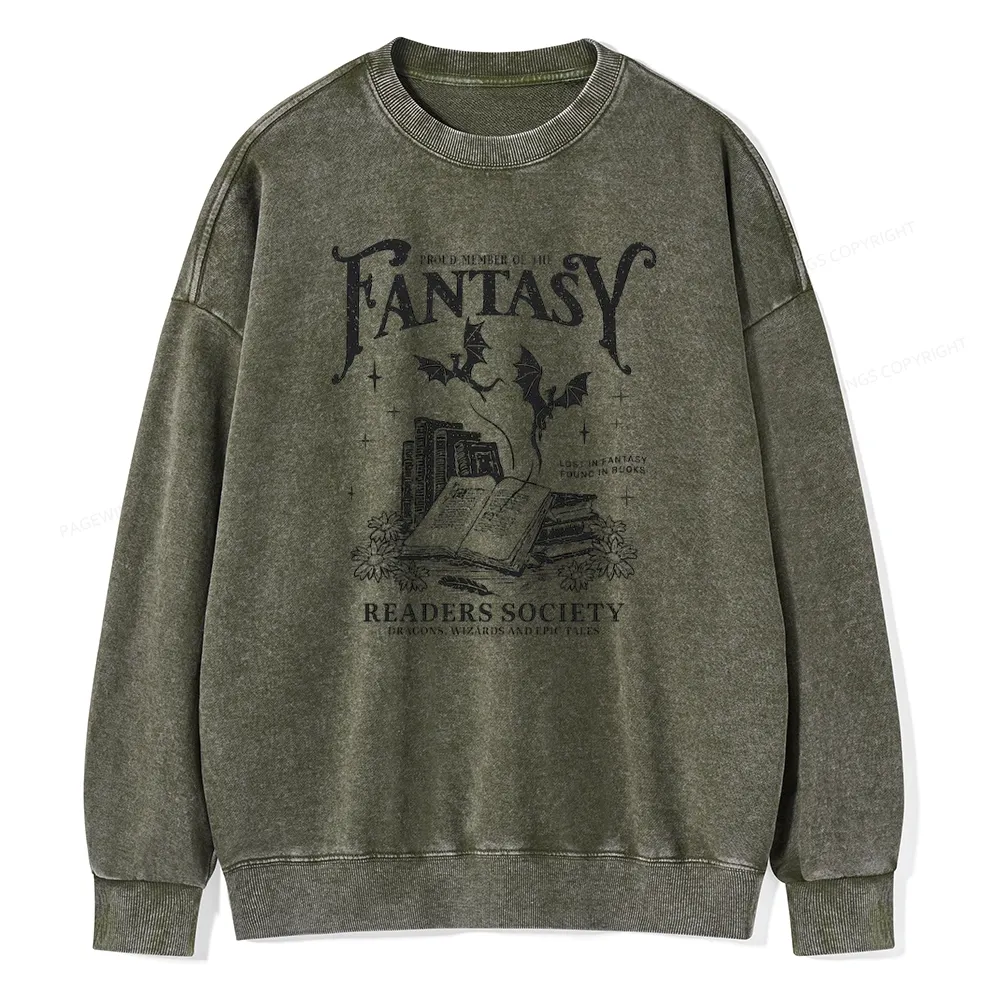 Pagewings Fantasy Readers Society Unisex Washed Sweatshirt