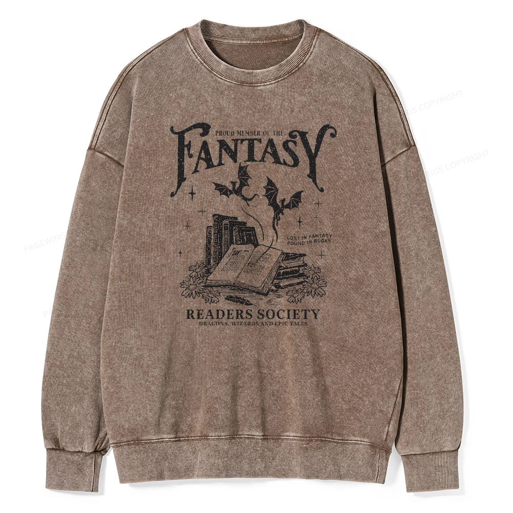 Pagewings  Fantasy Readers Society Unisex Washed Sweatshirt