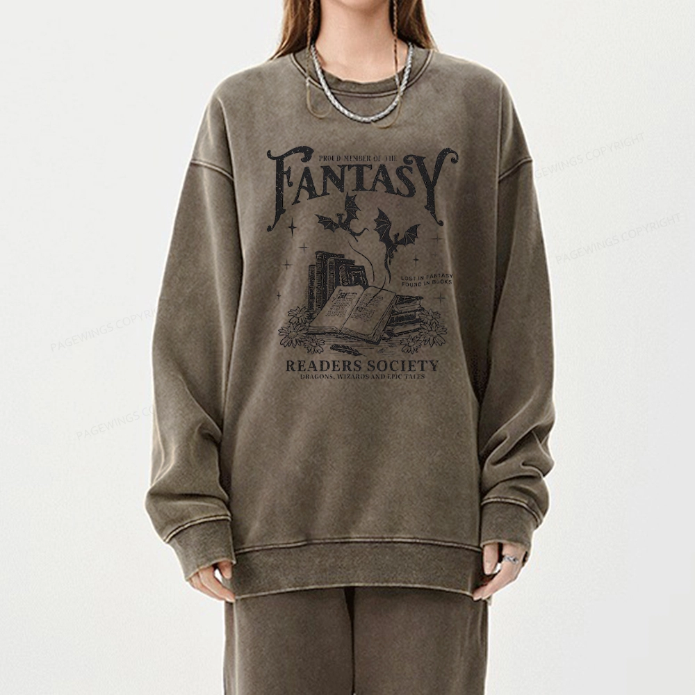 Pagewings  Fantasy Readers Society Unisex Washed Sweatshirt