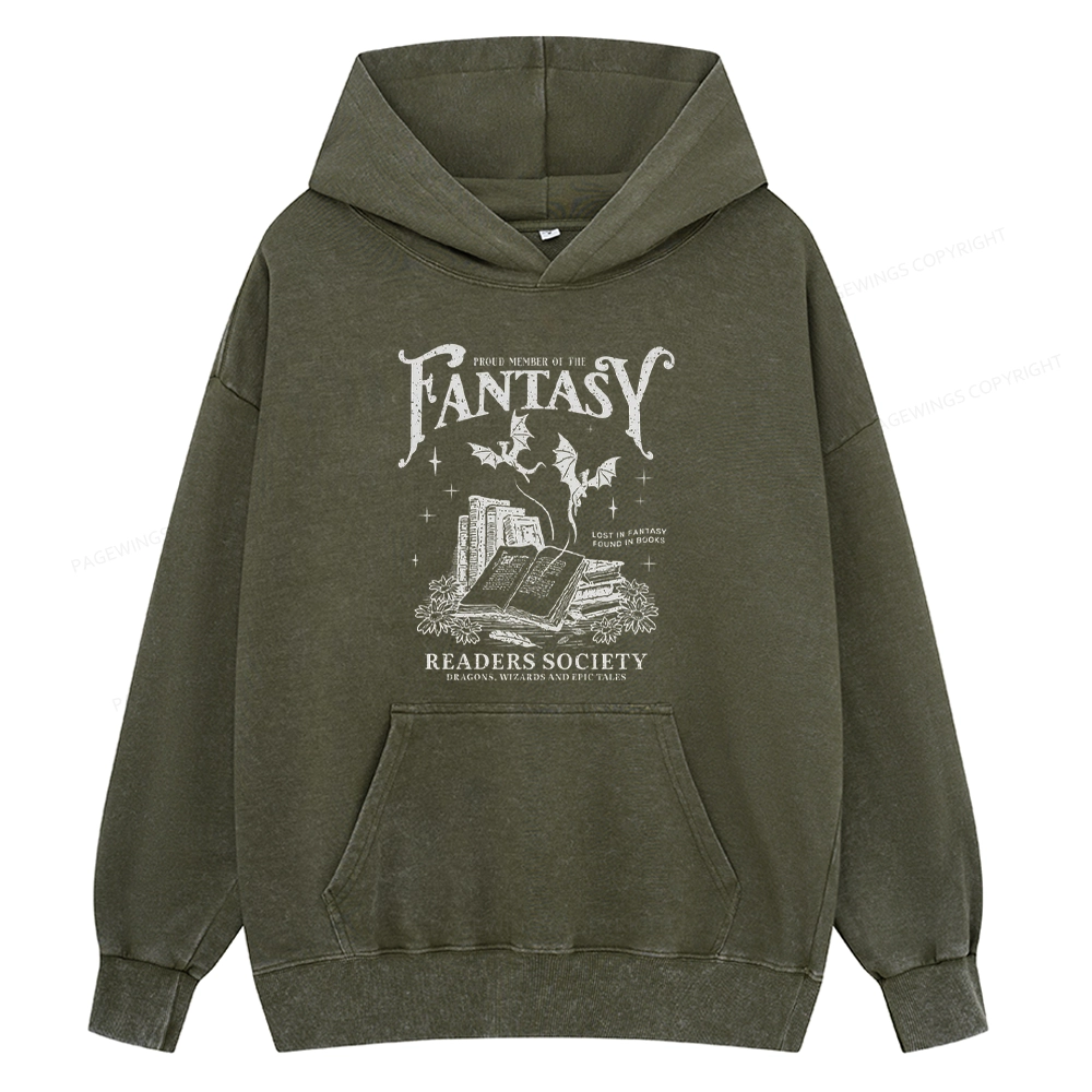Pagewings  Fantasy Readers Society Unisex Washed Hoodie