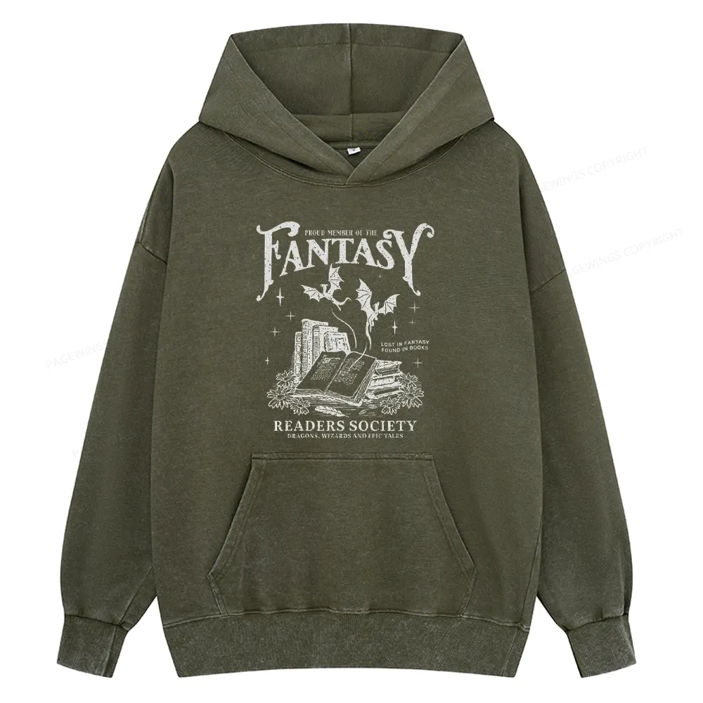 Pagewings  Fantasy Readers Society Unisex Washed Hoodie