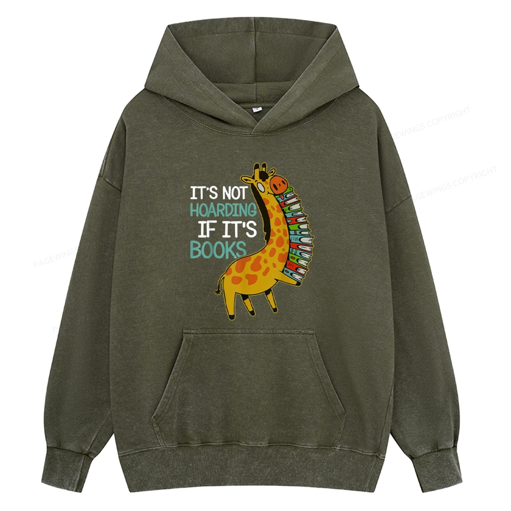Pagewings It's Not Hoarding If It's Books Unisex Washed Hoodie