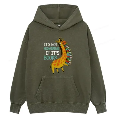 Pagewings It's Not Hoarding If It's Books Unisex Washed Hoodie