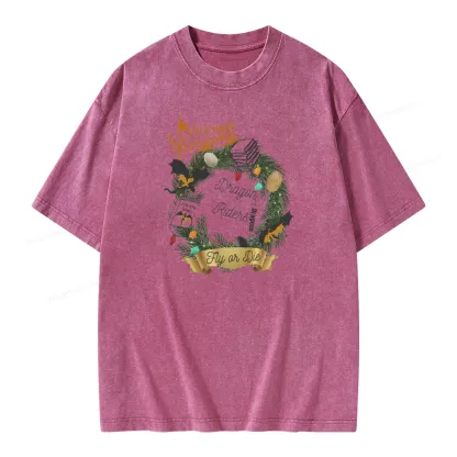 Pagewings Fourth Wing Christmas Shirt Dragon Riders Unisex Washed T-shirt