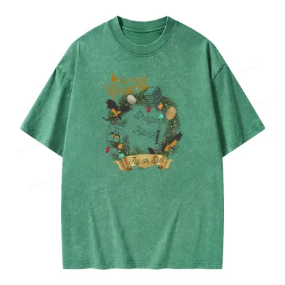 Pagewings Fourth Wing Christmas Shirt Dragon Riders Unisex Washed T-shirt