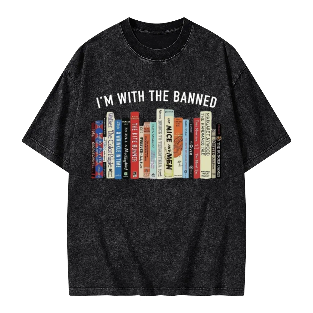 Pagewings I'm With The Banned Reading Unisex Washed T-shirt