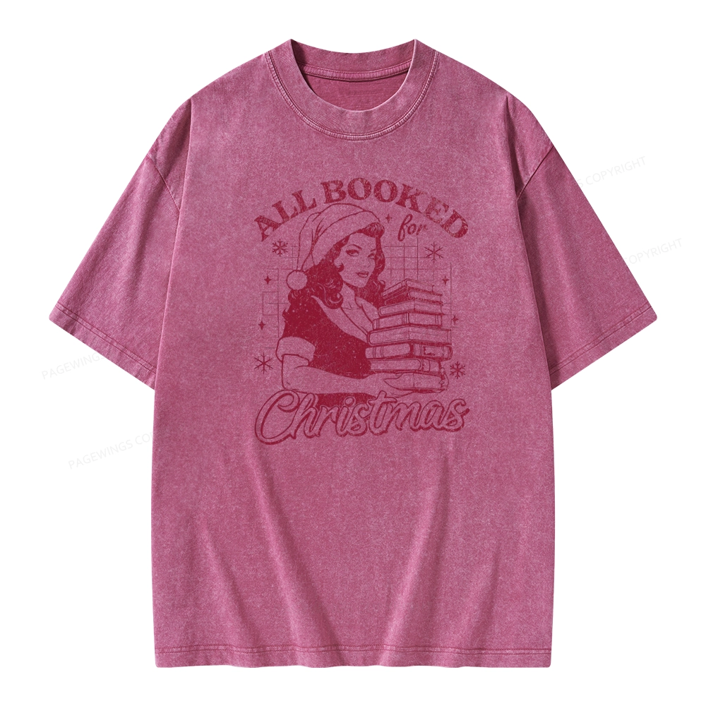 Pagewings All Booked for Christmas Unisex Washed T-shirt