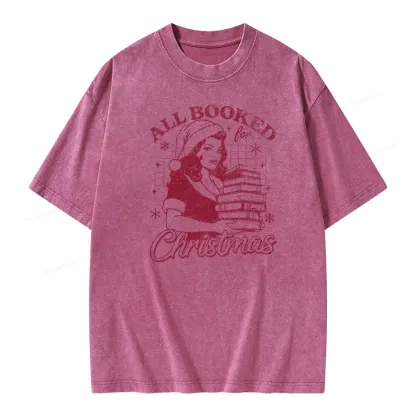 Pagewings All Booked for Christmas Unisex Washed T-shirt
