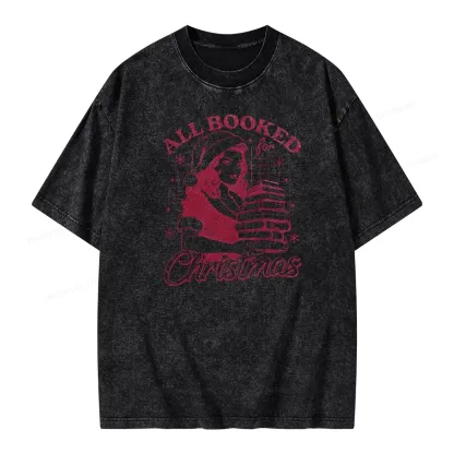 Pagewings All Booked for Christmas Unisex Washed T-shirt
