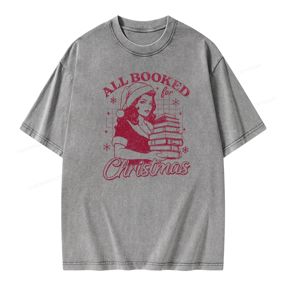 Pagewings All Booked for Christmas Unisex Washed T-shirt