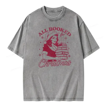 Pagewings All Booked for Christmas Unisex Washed T-shirt