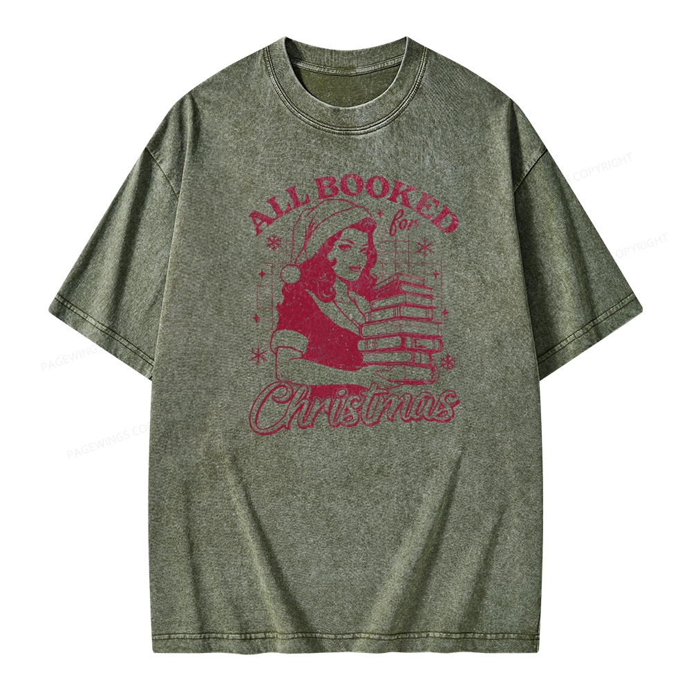 Pagewings All Booked for Christmas Unisex Washed T-shirt