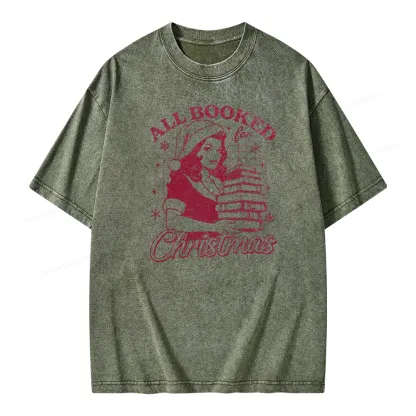 Pagewings All Booked for Christmas Unisex Washed T-shirt