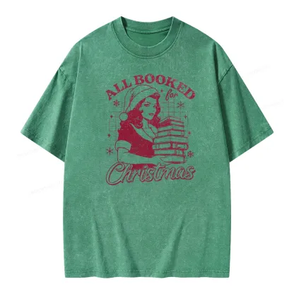 Pagewings All Booked for Christmas Unisex Washed T-shirt