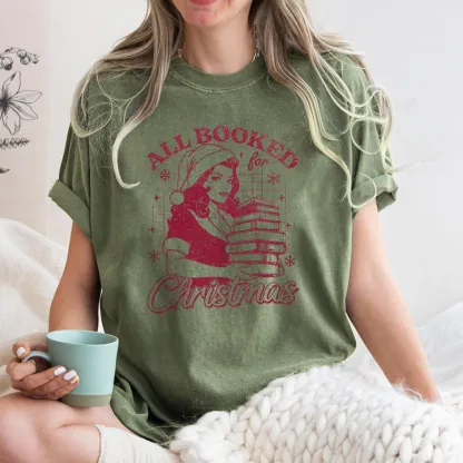Pagewings All Booked for Christmas Unisex Washed T-shirt
