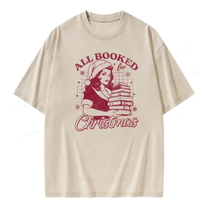 Pagewings All Booked for Christmas Unisex Washed T-shirt