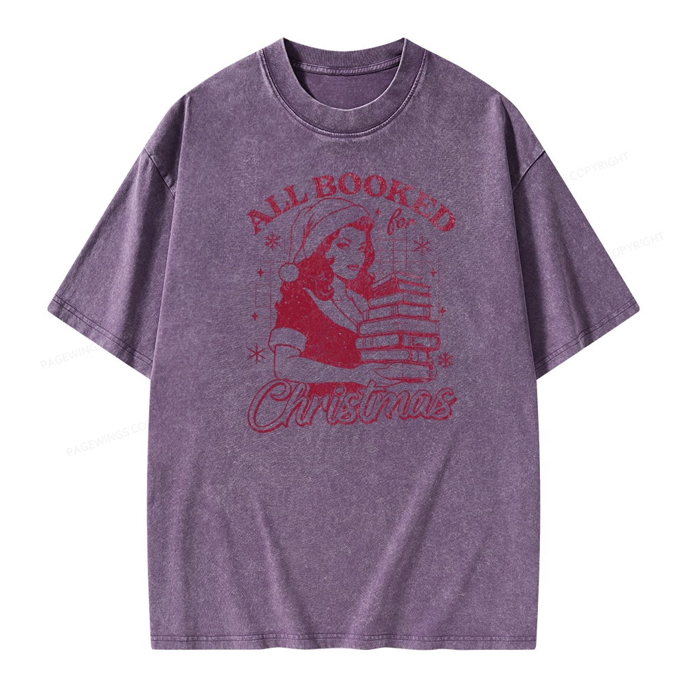 Pagewings All Booked for Christmas Unisex Washed T-shirt