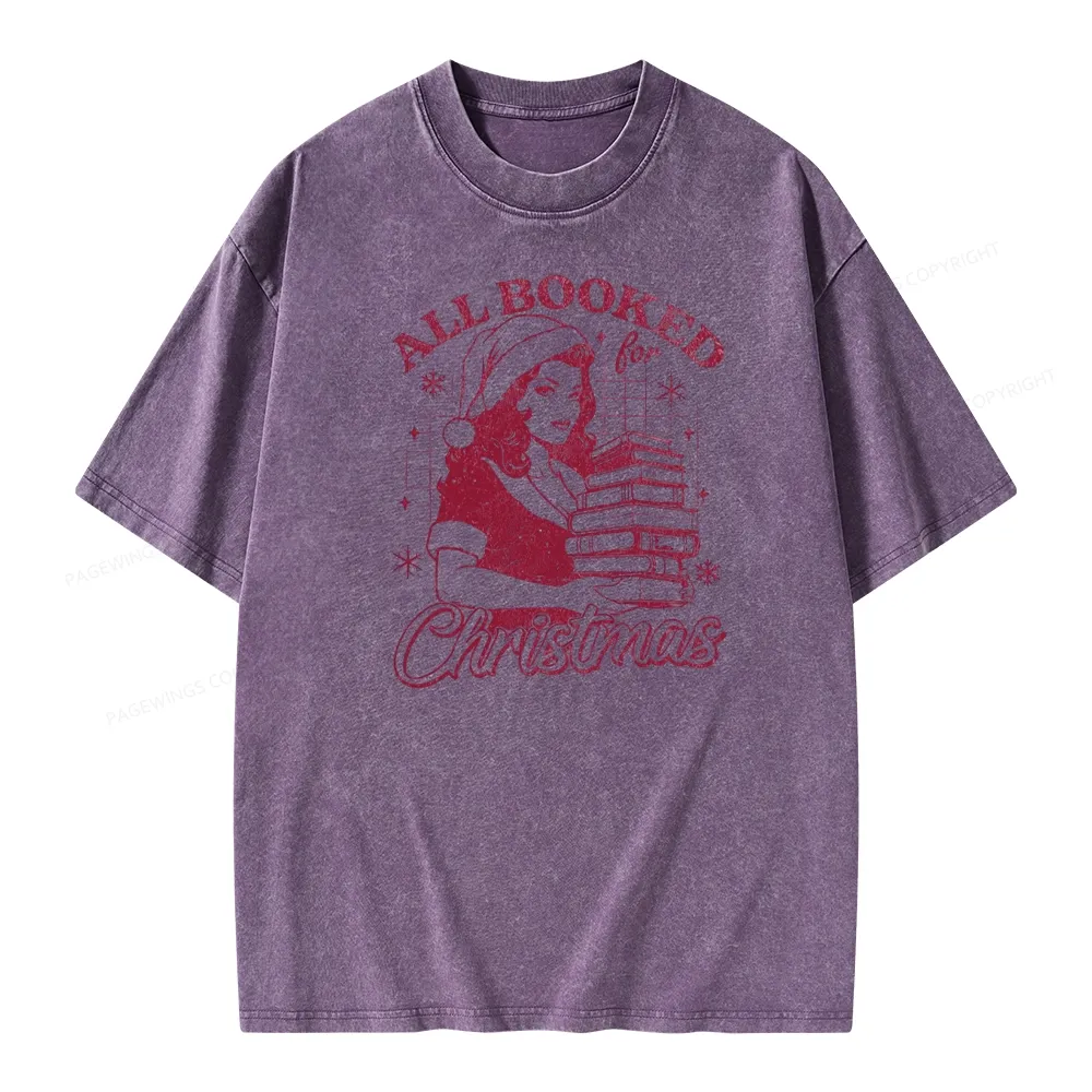 Pagewings All Booked for Christmas Unisex Washed T-shirt