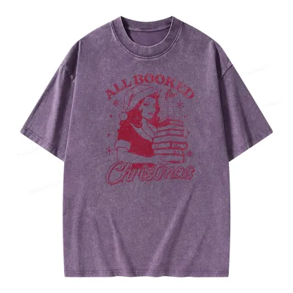 Pagewings All Booked for Christmas Unisex Washed T-shirt