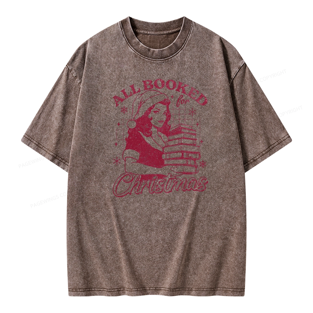 Pagewings All Booked for Christmas Unisex Washed T-shirt