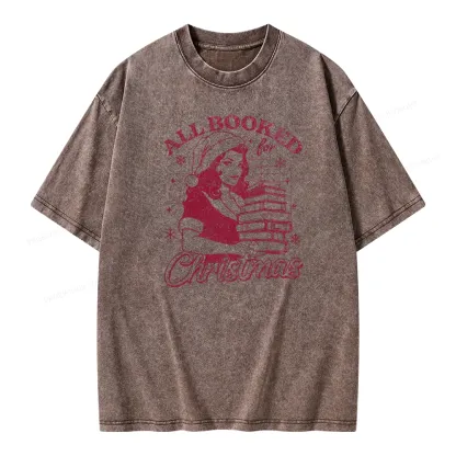 Pagewings All Booked for Christmas Unisex Washed T-shirt