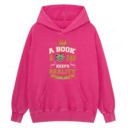 Pagewings A Book A Day Keeps Reality AwayUnisex Washed Hoodie