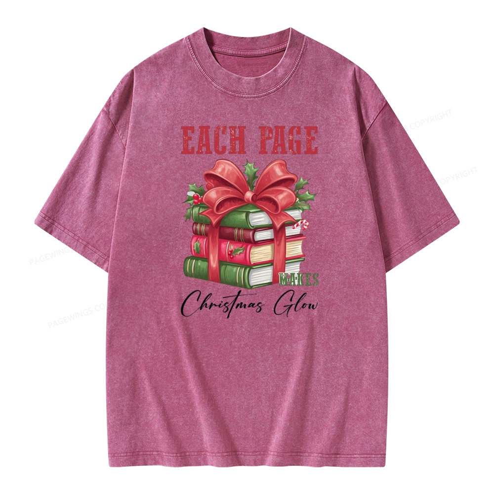 Pagewings Each Page Makes Christmas Glow Unisex Washed T-shirt