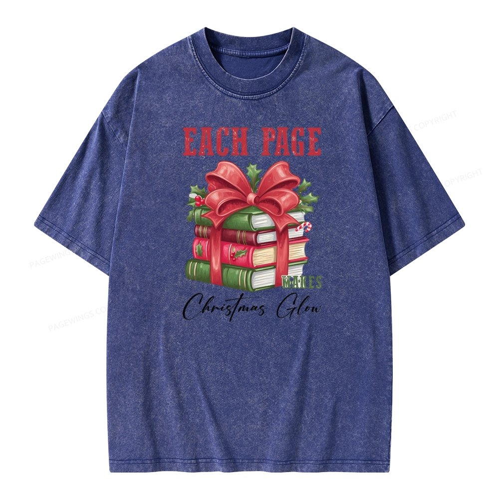 Pagewings Each Page Makes Christmas Glow Unisex Washed T-shirt