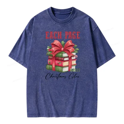 Pagewings Each Page Makes Christmas Glow Unisex Washed T-shirt