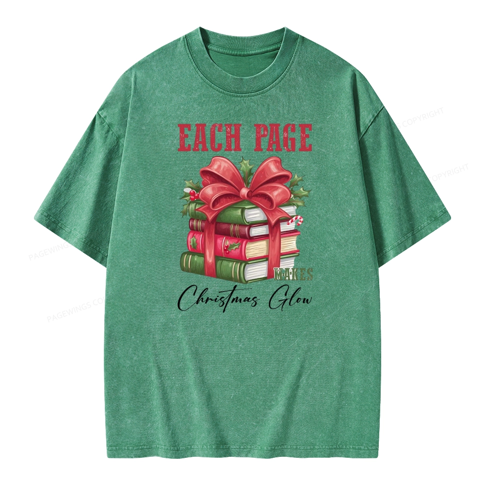 Pagewings Each Page Makes Christmas Glow Unisex Washed T-shirt