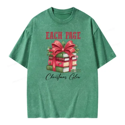 Pagewings Each Page Makes Christmas Glow Unisex Washed T-shirt