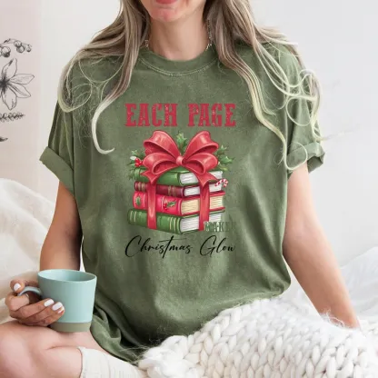 Pagewings Each Page Makes Christmas Glow Unisex Washed T-shirt
