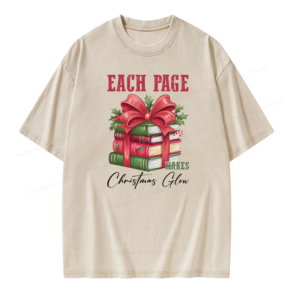 Pagewings Each Page Makes Christmas Glow Unisex Washed T-shirt