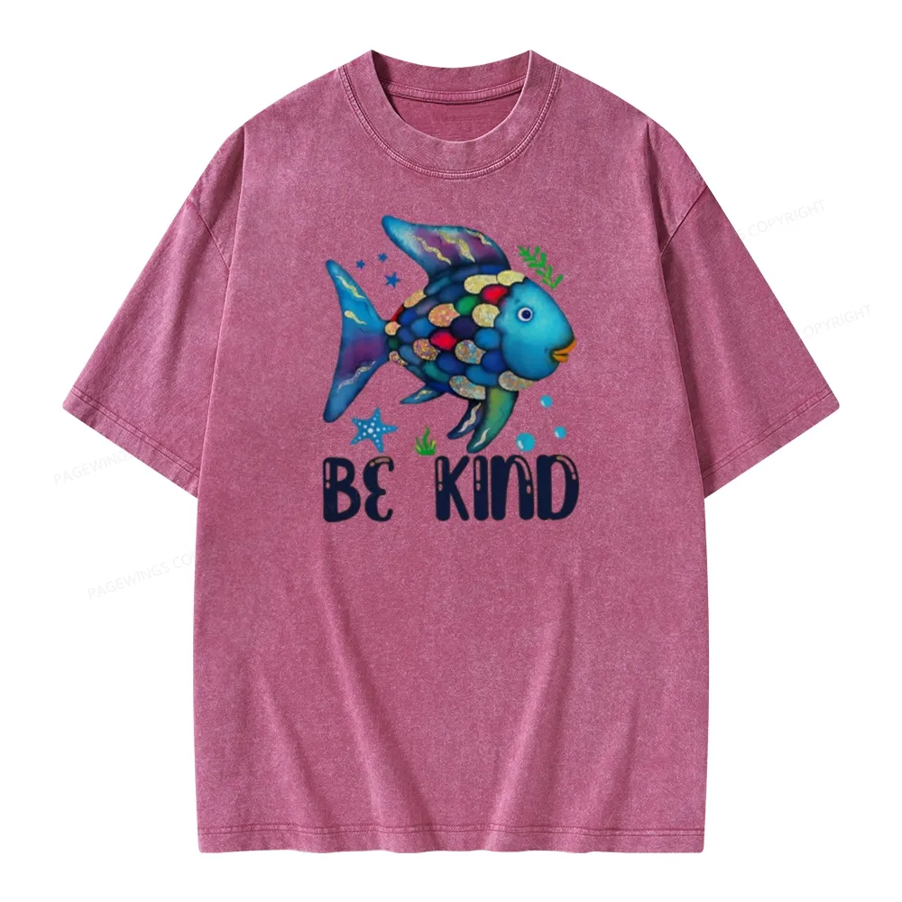 Pagewings Be Kind Book Unisex Washed T-shirt
