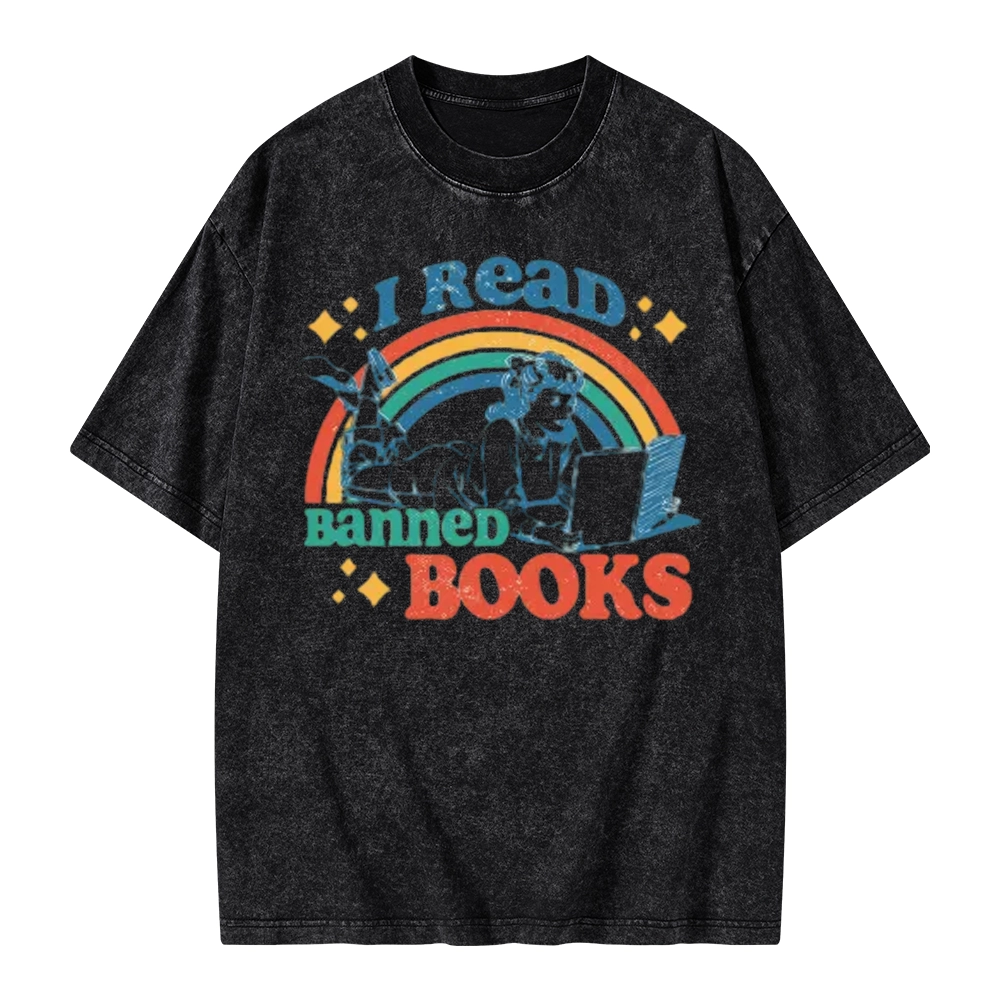Pagewings I Read Banned Books Unisex Washed T-shirt